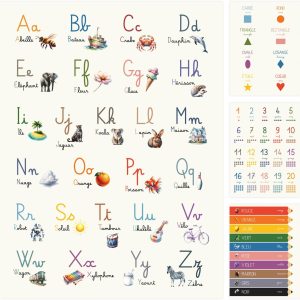 Affiches éducatives montessori pour enfants – alphabet, nombres, couleurs et formes
