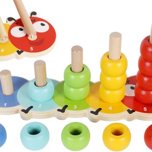 Anneaux d’empilage Montessori en bois pour apprentissage précoce – Cadeau idéal pour filles de 1 an