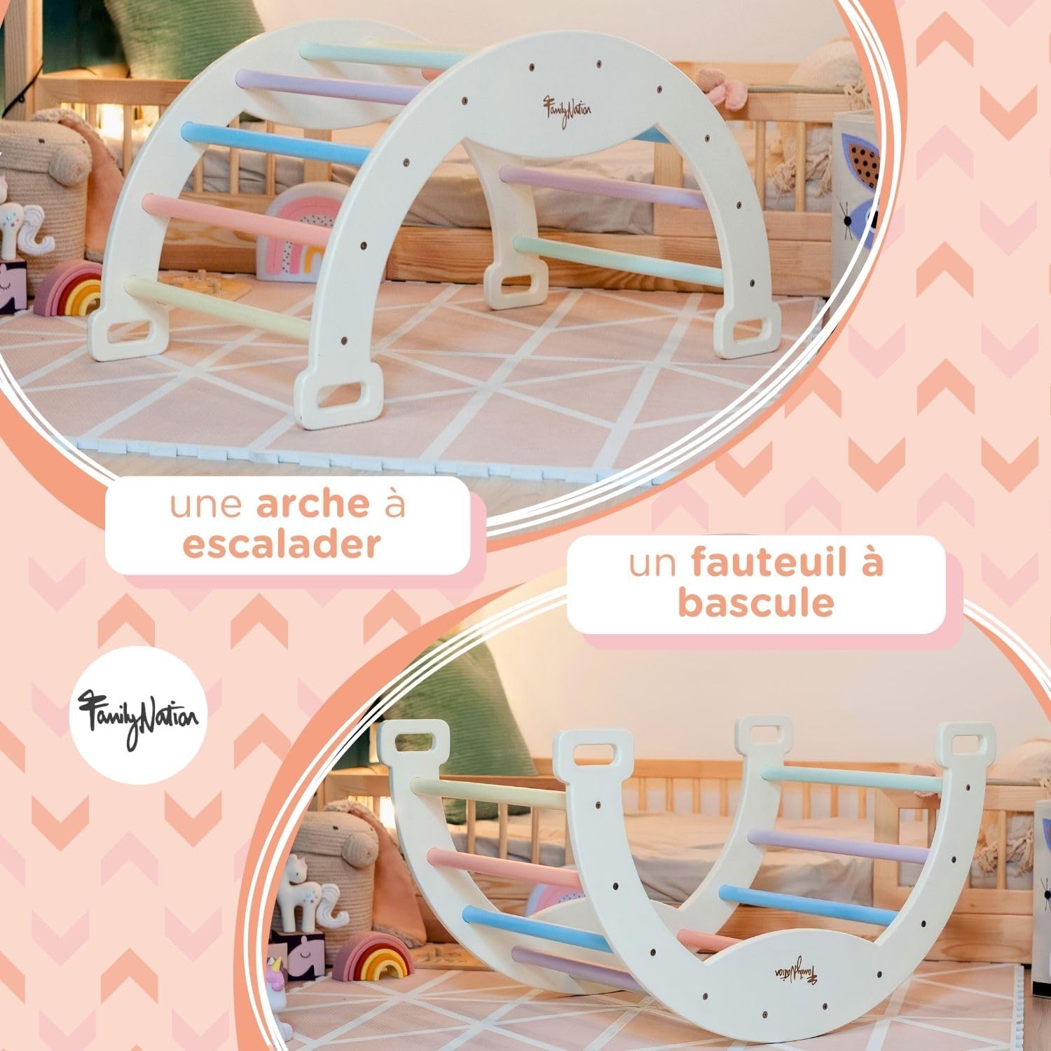 Arche Montessori bébé Cotton Candy : balançoire et escalade pour enfants 1+ ans – Image 3