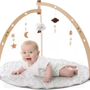 Arche de jeu Montessori en bois pour bébés avec jouets pendentifs