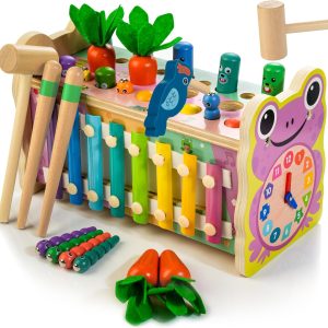 Banc à marteler Montessori en bois pour enfants de 1 à 3 ans – Jeu d&rsquo;apprentissage et de récolte