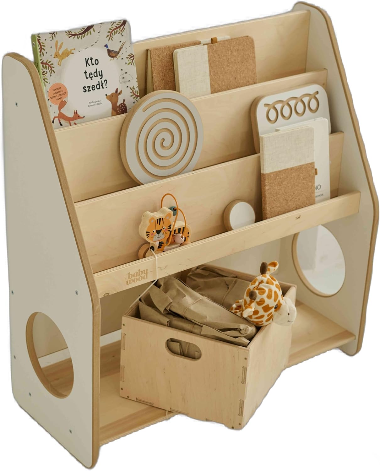 Bibliothèque Montessori Babywood en bois pour chambre d’enfant
