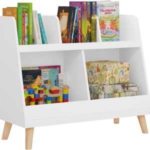 Bibliothèque Montessori Lestarain pour enfants : Étagère à livres et jouets avec 5 compartiments