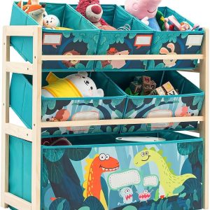 Bibliothèque Montessori NUKied pour enfants : rangement en bois à motif jungle