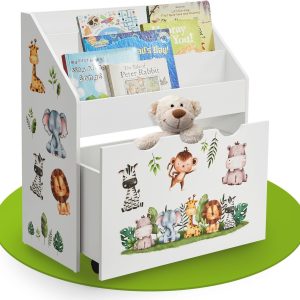 Bibliothèque Montessori pour Enfants avec Rangement Jouets – Juskys