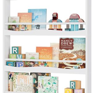 Bibliothèque Montessori pour enfant Forehill en bois blanc : rangement à 4 niveaux