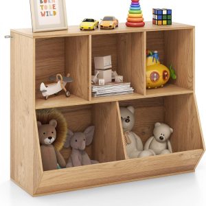 Bibliothèque Montessori pour enfants : étagère à 5 casiers et rangement jouets