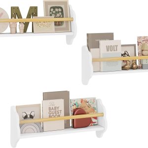 Bibliothèque Montessori pour enfants : lot de 3 étagères murales en pin et MDF