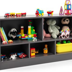 Bibliothèque Montessori pour enfants : meuble de rangement en bois avec 5 compartiments