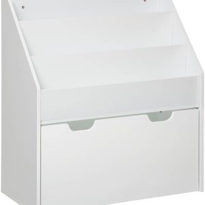 Bibliothèque enfant Montessori avec bac à roulettes blanc