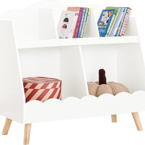 Bibliothèque enfant montessori avec rangement jouets et livres