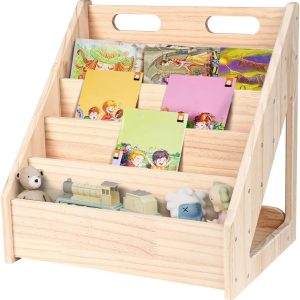 Bibliothèque montessori en bois pour enfants 1 à 5 ans