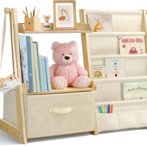 Bibliothèque montessori enfant avec rangement et étagères
