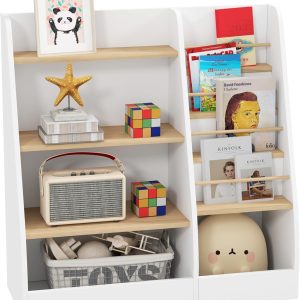Bibliothèque montessori enfant avec rangement pour livres et jouets