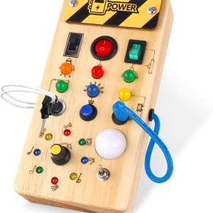 Busy Board Montessori en Bois avec LED pour Enfants de 1 à 3 Ans