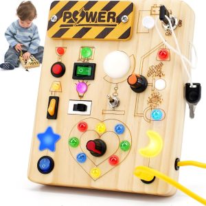 Busy board Montessori Joyreal avec LED : jouet éducatif pour enfants de 2 à 4 ans