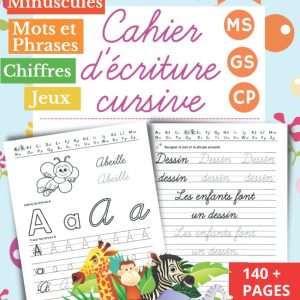 Cahier d&rsquo;Apprentissage de l&rsquo;Écriture Cursive Montessori pour Maternelles et CP