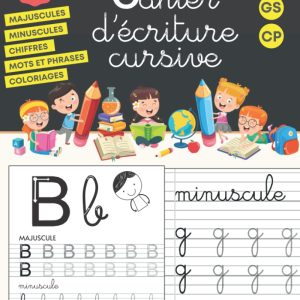 Cahier d&rsquo;écriture cursive Montessori pour maternelles et CP – 120 pages
