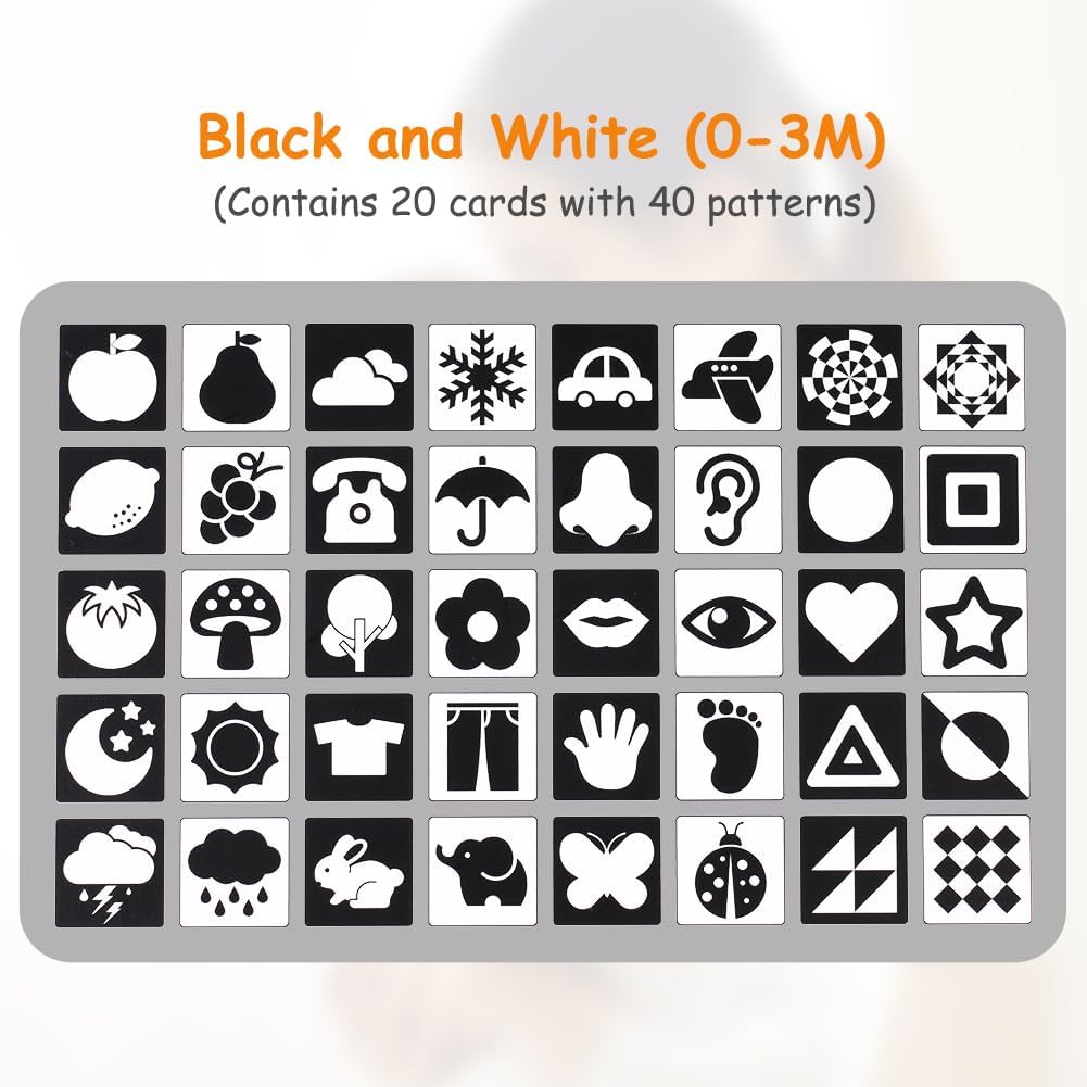 Cartes Flash Montessori Noir et Blanc pour Stimulation Visuelle Bébé – Image 3