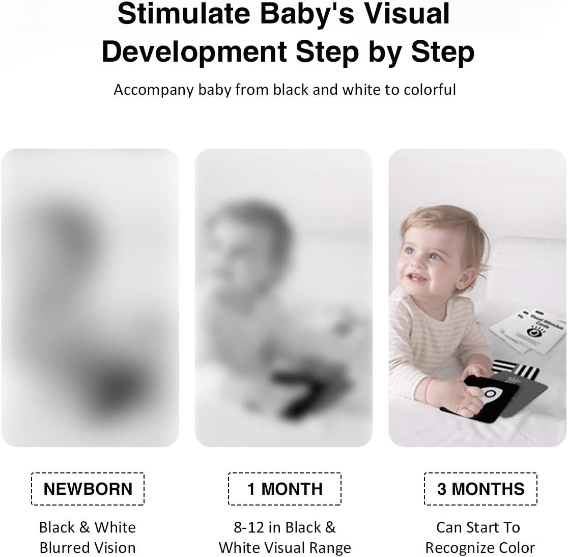 Cartes d’activités Montessori en noir et blanc pour bébé 0-3 mois – Image 2