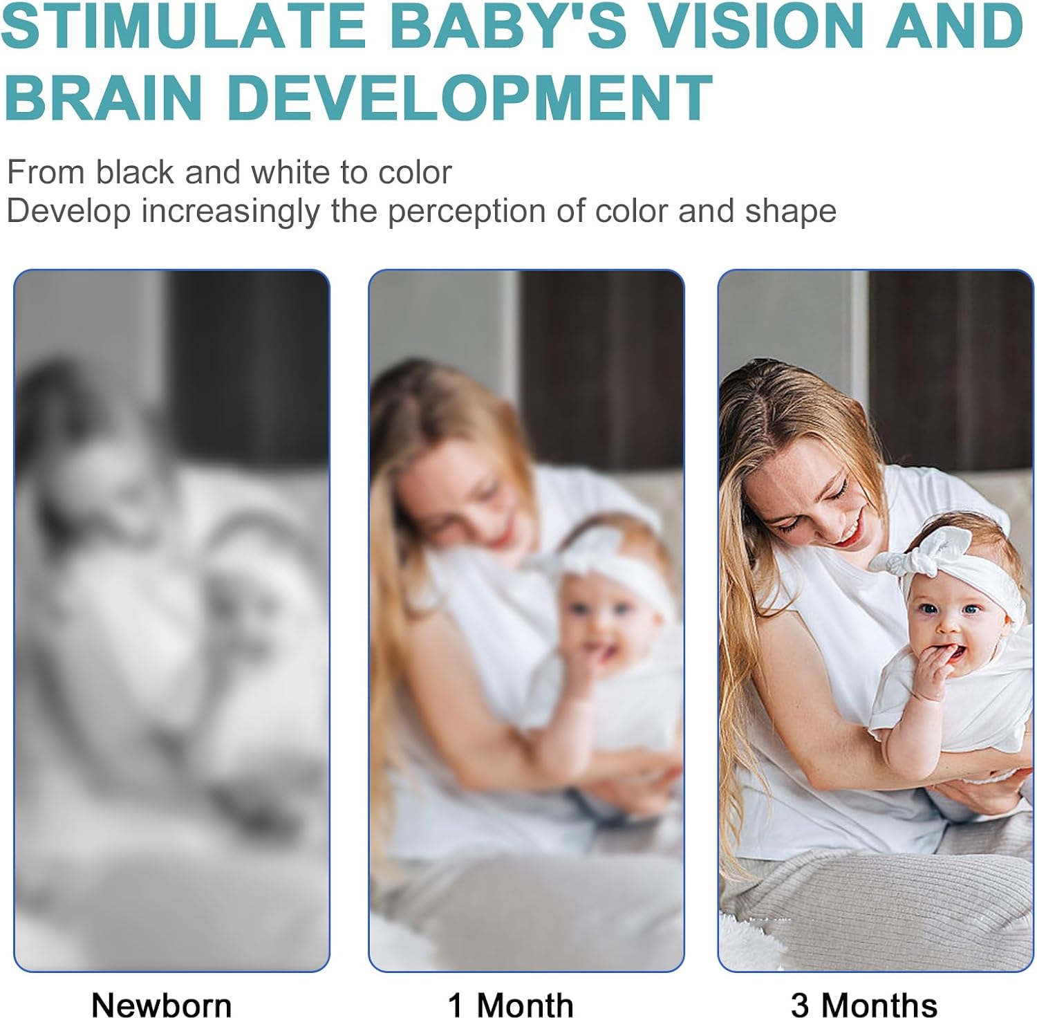 Cartes d’éveil Montessori noir et blanc pour bébés 0-3 mois – Image 3