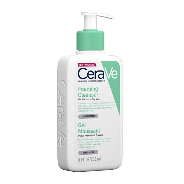 cerave gel moussant peaux normales à grasses 236ml