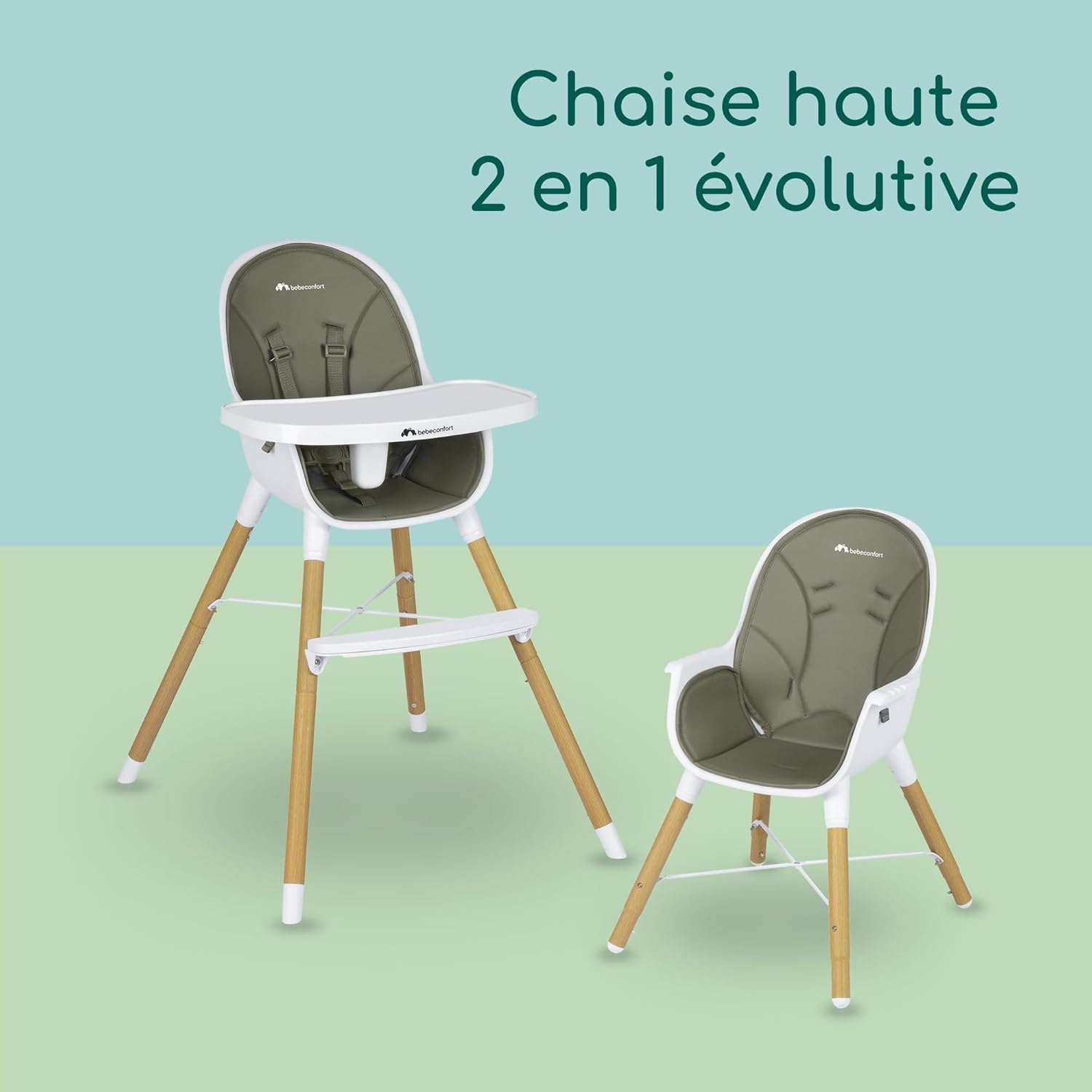 Chaise haute 2 en 1 Montessori Bebeconfort Avista : de bébé à enfant – Image 3