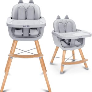 Chaise haute Montessori CoziBB 4 en 1 pour bébé 6-36 mois, Gris