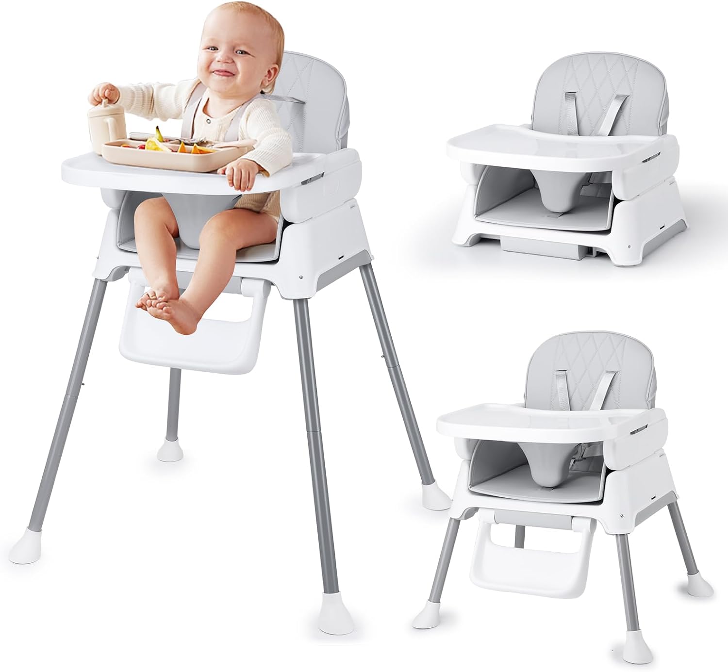 Chaise haute bébé 3 en 1 Bellababy : légère et convertible au style Montessori