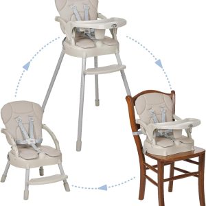 Chaise haute bébé 3 en 1 Spoon MS Montessori : rehausseur et siège rembourré gris