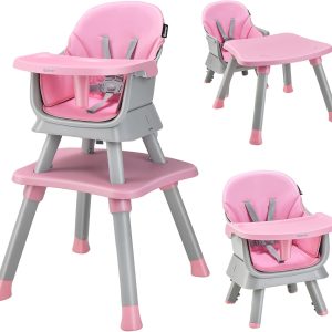 Chaise haute bébé évolutive 6 en 1 Montessori – COSTWAY Rose
