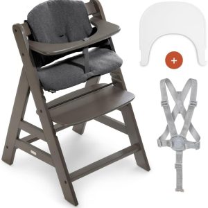 Chaise haute bébé évolutive Montessori en bois gris charbon Hauck dès 6 mois
