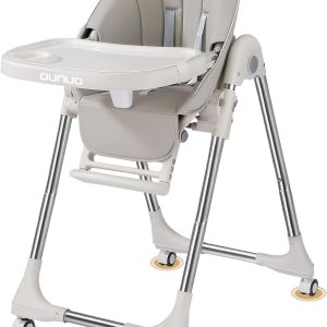 Chaise haute bébé évolutive Montessori grise : pliable et réglable de 6 mois à 6 ans