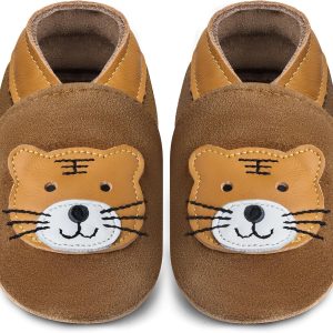 Chaussons bébé en cuir souple antidérapants premiers pas