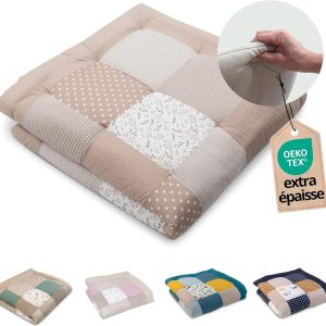 Couverture d&rsquo;éveil épaisse et douce 120×120 cm motif fleurs de sable