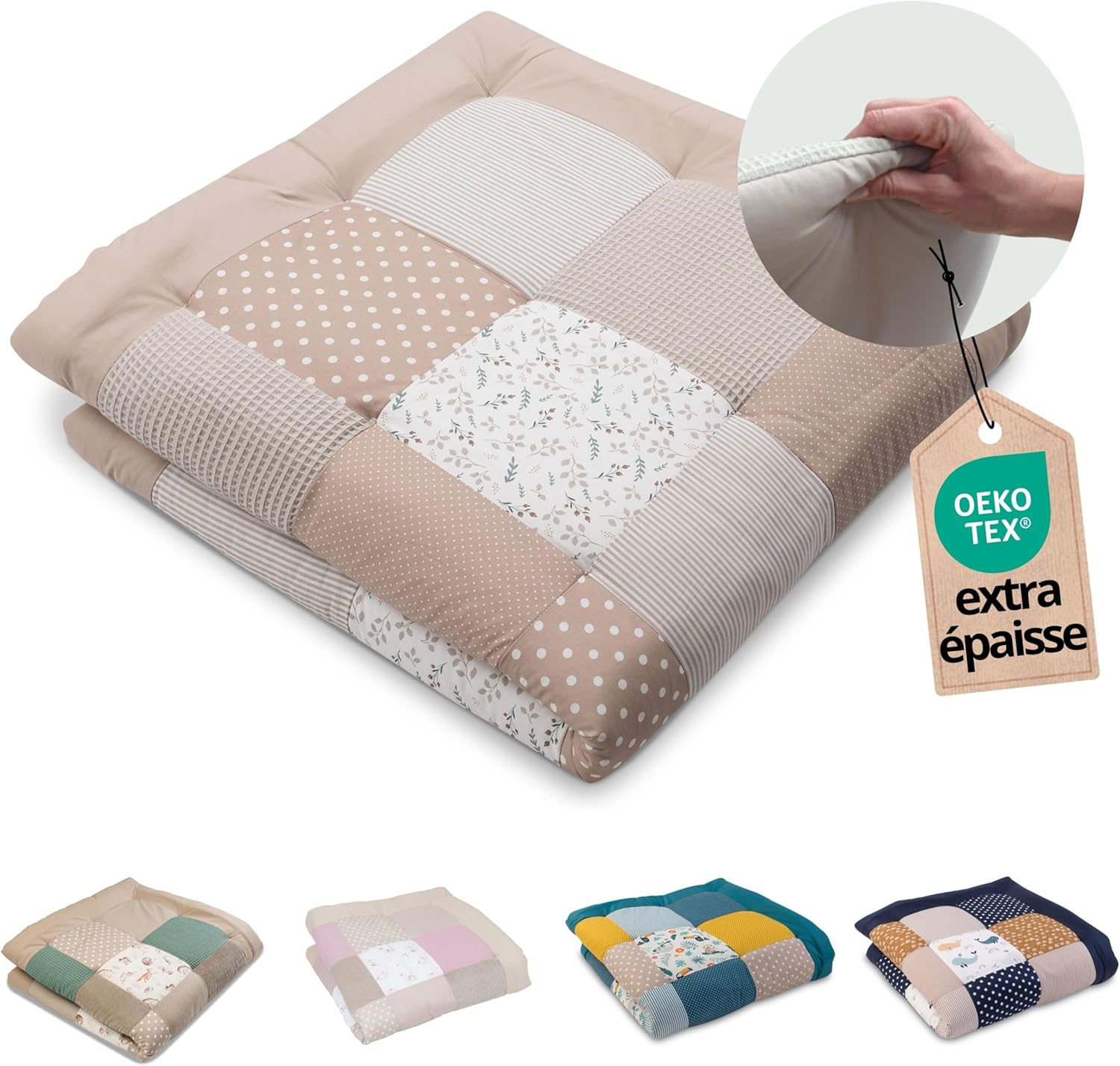 Couverture d’éveil épaisse et douce 120×120 cm motif fleurs de sable