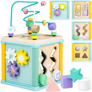 Cube d&rsquo;activité Montessori 5 en 1 en bois pour bébé – Airlab