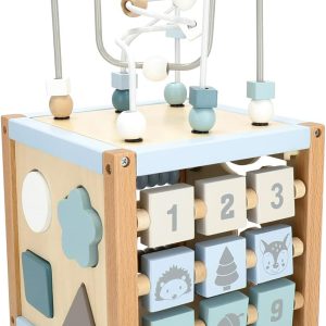 Cube d&rsquo;activité Montessori BIECO : jeu de motricité en bois pour bébé de 1 an
