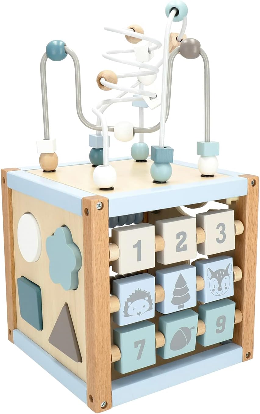 Cube d’activité Montessori BIECO : jeu de motricité en bois pour bébé de 1 an