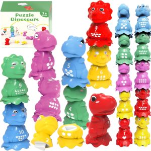Cube d&rsquo;activité Montessori Dino : jouet éducatif pour développer la motricité fine des enfants