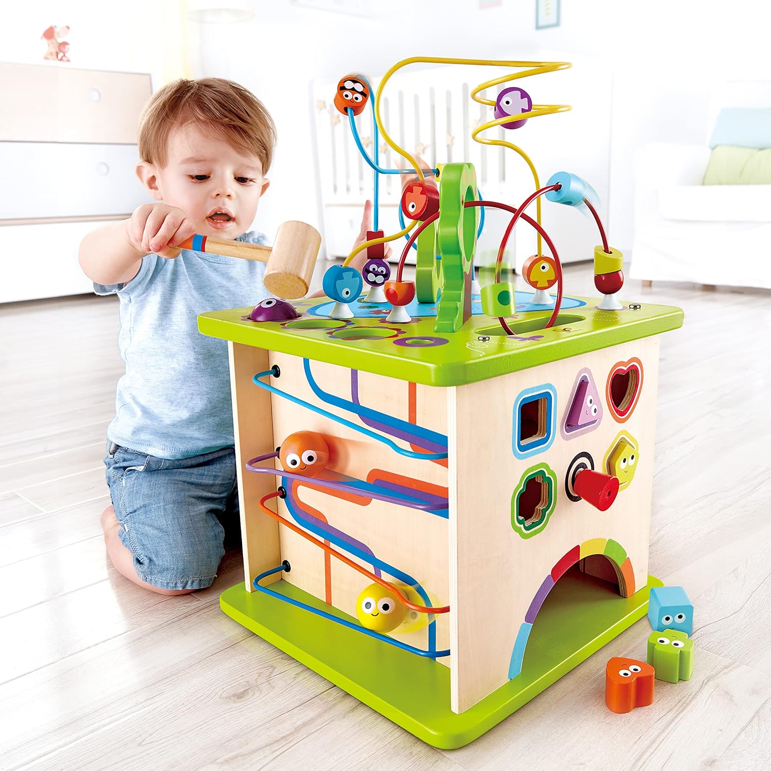 Cube d’activité Montessori Hape pour bébé 1 an : éveil, motricité et logique – Image 2