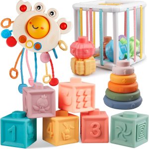 Cube d&rsquo;activité bébé 4 en 1 Montessori : jouet sensoriel pour l&rsquo;éveil de bébé