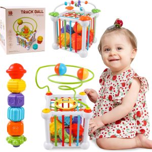 Cube d&rsquo;activité bébé Montessori DigHealth pour l&rsquo;éveil sensoriel des 1-3 ans