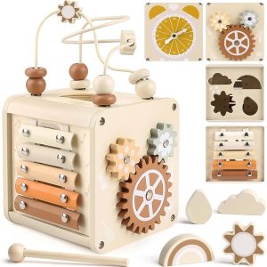 Cube d&rsquo;activité bébé Montessori pour motricité et jeux éducatifs