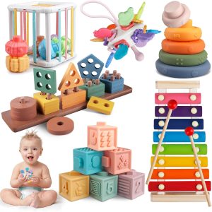 Cube d&rsquo;éveil Montessori 6 en 1 en bois pour bébés de 6 mois à 3 ans