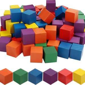 Cube en bois coloré Montessori pour enfants : lot de 100