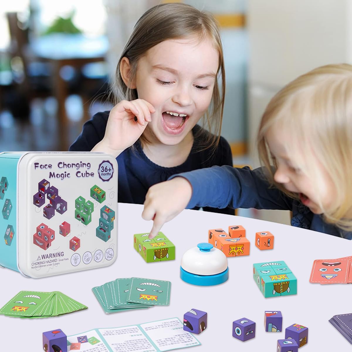 Cube magique à visages changeants en bois pour enfants Montessori – Image 4