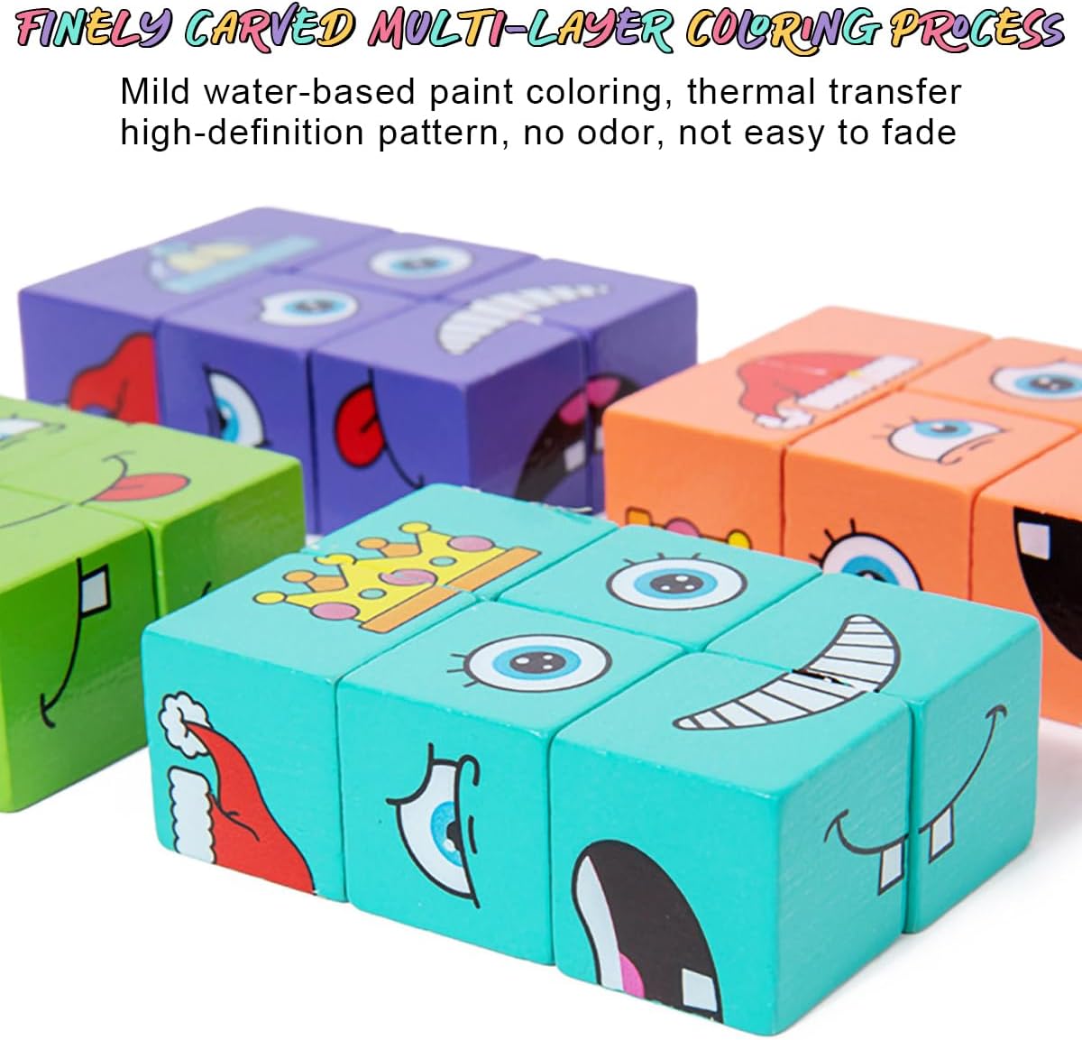 Cube magique à visages changeants en bois pour enfants Montessori – Image 5