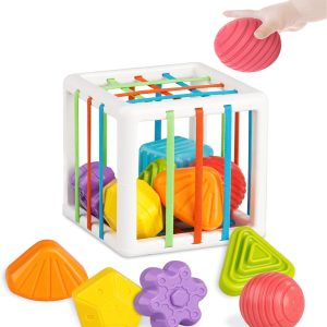 Cube sensoriel bébé Montessori : jouet éducatif pour 1 à 3 ans