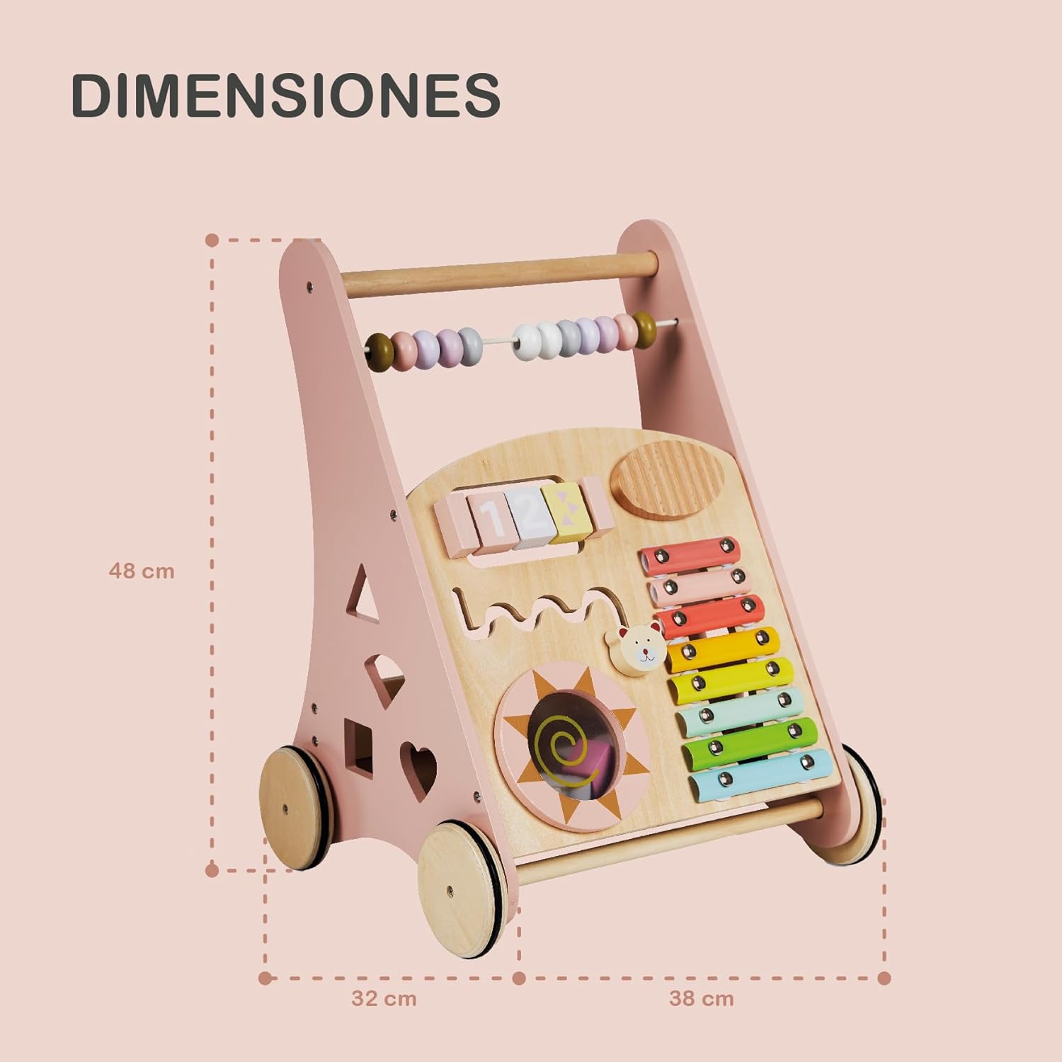 Déambulateur en bois Montessori avec jouets et activités pour bébé 12 mois+ – Image 5